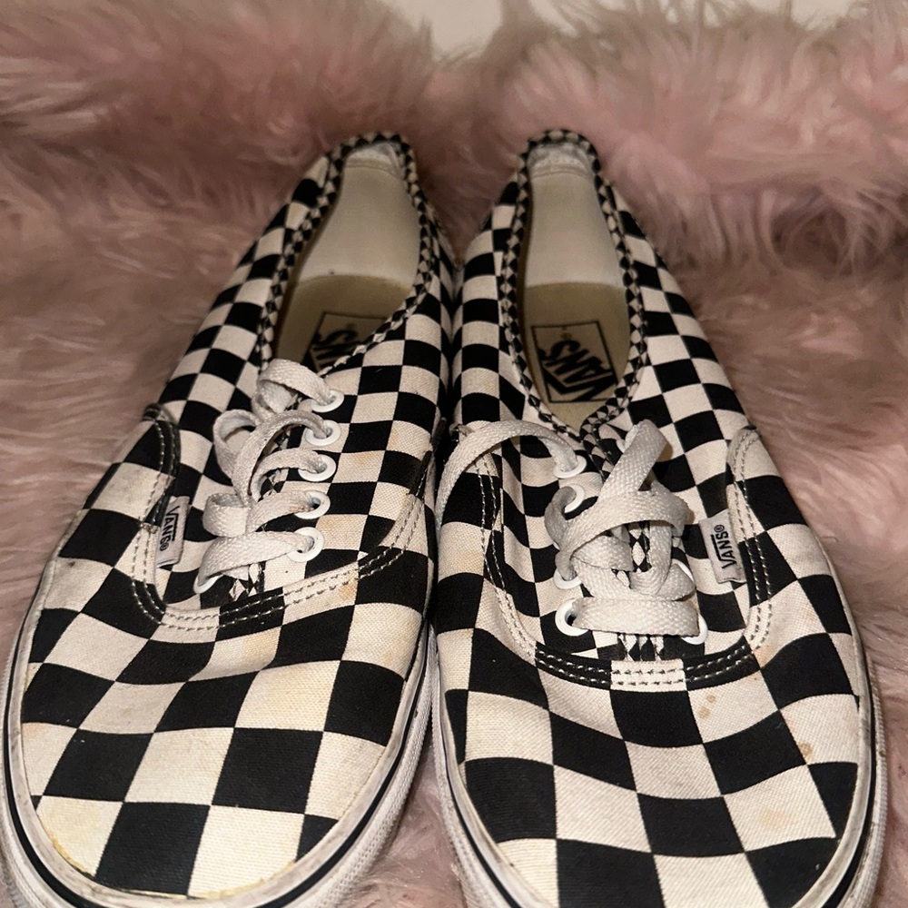 Vans Black and White Checkered Lace-Up Shoes